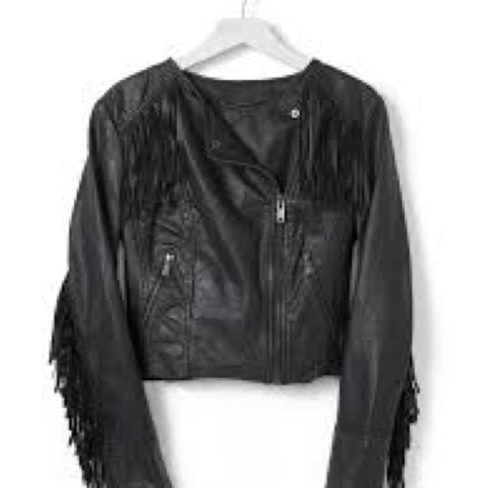 Black Fringe Leather Jacket